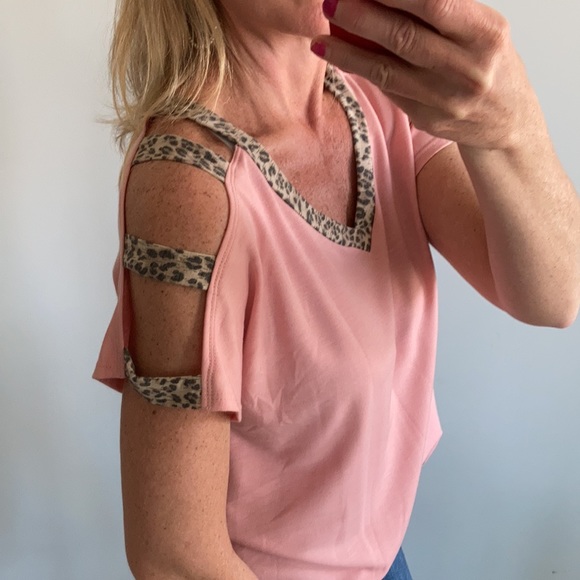 Blush V Neck, Cold Shoulder Top - Picture 4 of 8